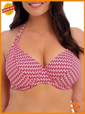 Underwire Halter Bikini Top with Lined Cups, Plunge Neckline